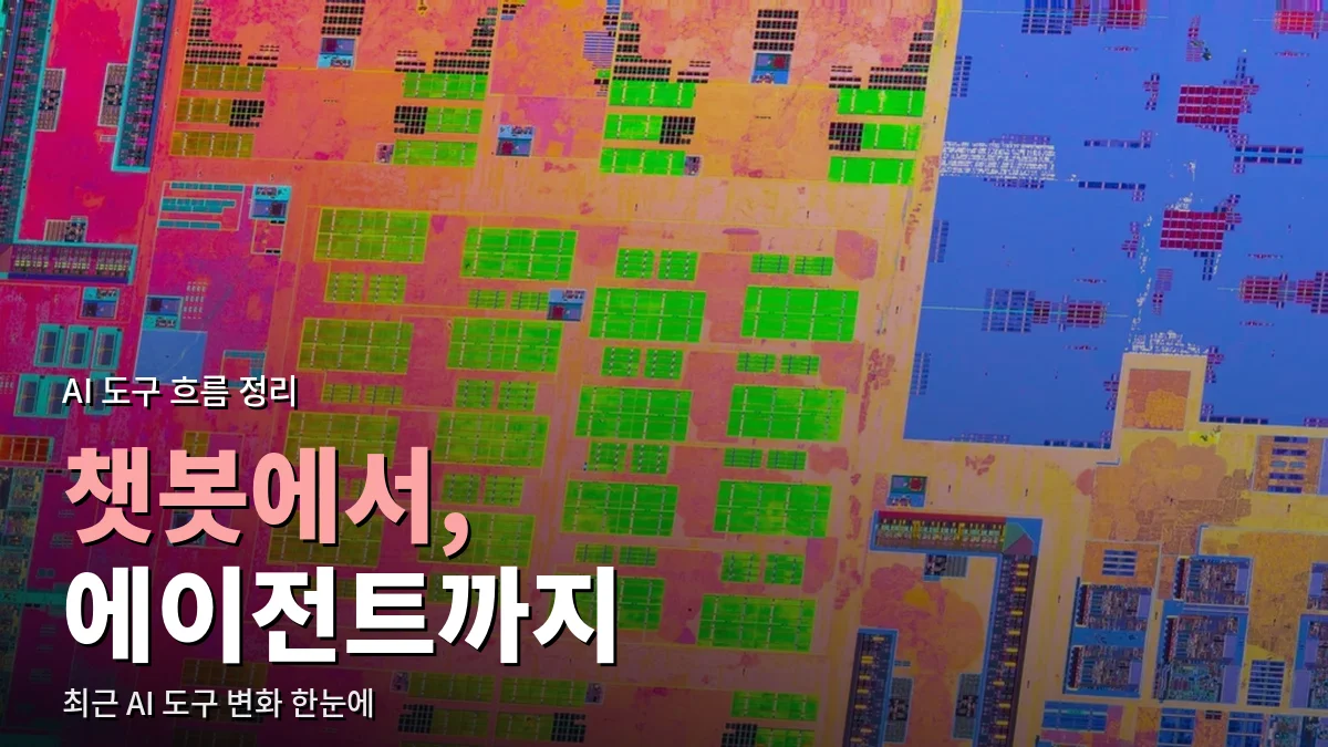 색을 입힌 반도체 칩 회로를 확대한 모습
